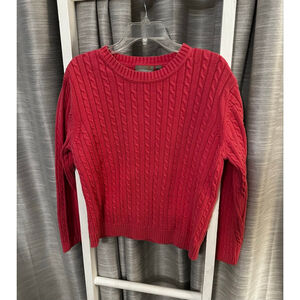 Croft & Barrow Pink Cable Knit Crew Neck Sweater L